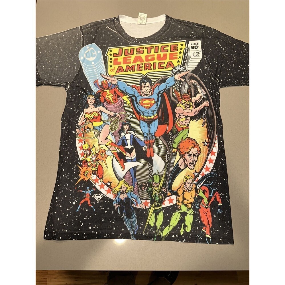 VTG OG Justice League America Sz XL T-shirt All Over Print One Side